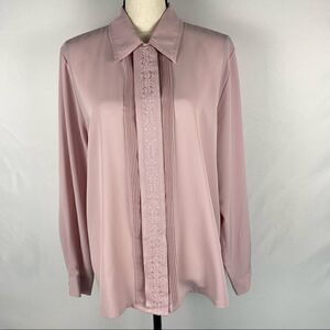 Vintage Apparenza Long Sleeve Button Down Blouse with Embroidery